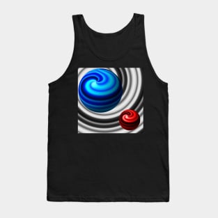 A small red planet and a large blue planet Tank Top